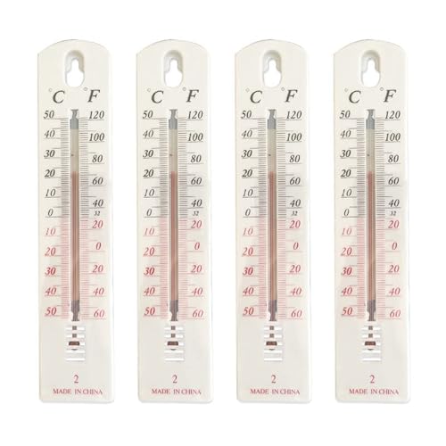 4x Wandthermometer 195 mm – Raumthermometer – für Home Office, Garten oder Gewächshaus, Innen- und Außentemperatur-Thermometer, Wandmontage-4PCS von LVYXON