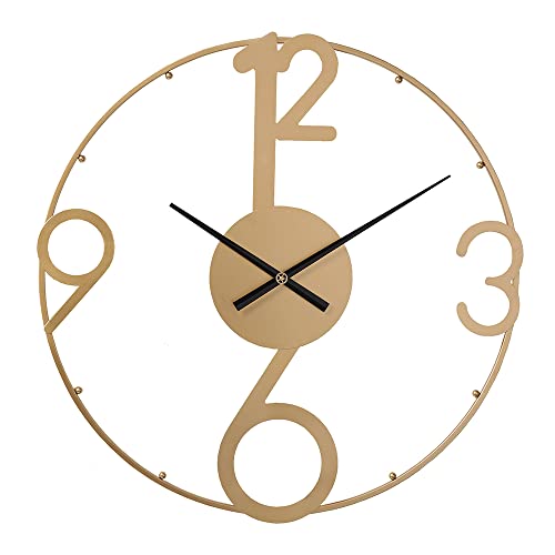 LW Collection Wanduhr Scarlett Gold 60cm - Große Industrielle Wanduhr Metall - Moderne Wanduhr - Leises Uhrwerk - Stille Uhr von LW Collection