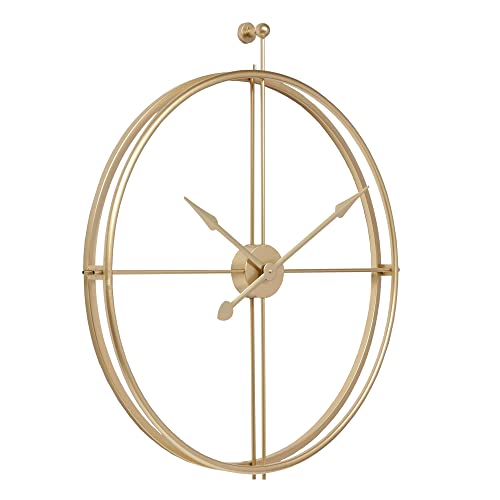 LW Collection Wanduhr Alberto Gold 80cm - Große industrielle Wanduhr Metall - Moderne Wanduhr - Leises Uhrwerk - Stille Uhr von LW Collection