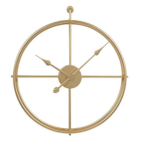 LW Collection Wanduhr Alberto Gold 52cm - Große industrielle Wanduhr Metall - Moderne Wanduhr - Leises Uhrwerk - Stille Uhr von LW Collection