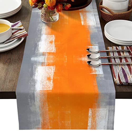 LWLFC Tischläufer Orange Tischläufer Modern mit Quasten für Esszimmer Outdoor Urlaub Party Dekoration,Waschbar Tischdecke Couchtisch Tuch 30x120cm von LWLFC