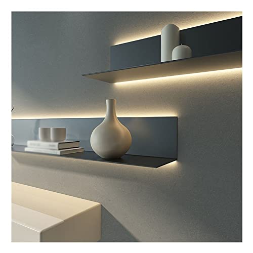 1 Stück Schwimmendes Wandregal Aus Metall Mit Eingebautem Beleuchtetem LED-Licht Für -DIY Linear Floating Shelf Für Badezimmer, Schlafzimmer, Wohnzimmer ( Farbe : Schwarz , Größe : 60x20x6cm ) von LXHELIVERY