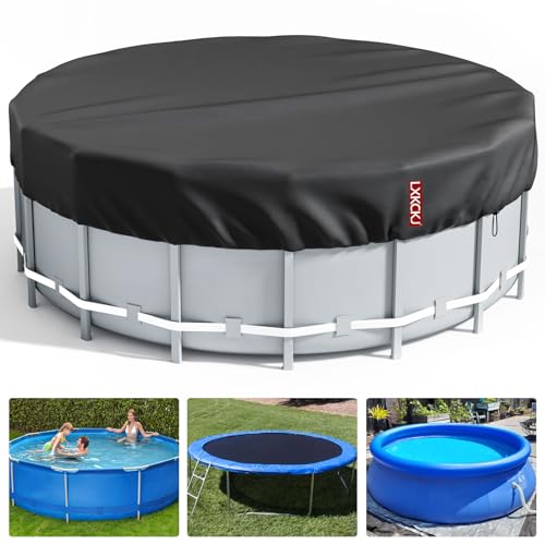 LXKCKJ Runde Poolabdeckung für oberirdische Pools- Lagertank Poolabdeckung mit Kordelzug Design-Whirlpool-Abdeckung Ideal für wasserdicht und staubdicht (3,1 m,Schwarz) von LXKCKJ