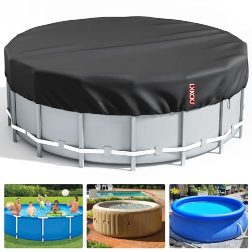 LXKCKJ Runde Poolabdeckung für oberirdische Pools- Lagertank Poolabdeckung mit Kordelzug Design-Whirlpool-Abdeckung Ideal für wasserdicht und staubdicht (2,4 m,Schwarz) von LXKCKJ