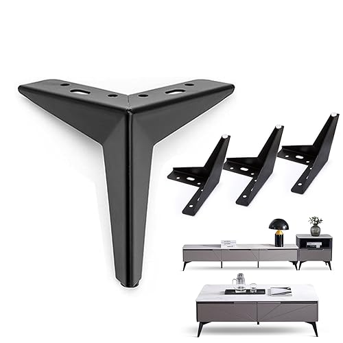Möbelbeine, Set mit 4 dreieckigen Möbelfüßen, Schrankbeinen aus Metall, Ersatz-Couchbeinen, modernen Stuhlfüßen für Couchtische, Schränke, Sofas, Nachttische, TV-Schränke, Betten (schwarz 15 cm). von LXYDPZ