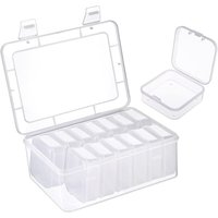 14 kleine Kunststoff-Aufbewahrungsboxen mit Deckel, mit 1 großen Kunststoffbehälter, Mini-transparente Aufbewahrungsbox für Perlen, Ohrstöpsel, von LYCXAMES