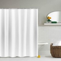 Breiter weißer schmaler Duschvorhang für kleine Badewannen, wasserabweisender Badezimmervorhang aus Polyestergewebe, 100 B x 180 H von LYCXAMES