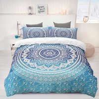 LYCXAMES – Böhmisches Bettwäsche-Set, blaues Mandala-Bettbezug-Set, 3-teilig, Bettwäsche-Set, Bettbezug für Mädchen mit Bettbezug und 2 von LYCXAMES