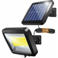 LYCXAMES Solar-Außenlampe mit Infrarot-Bewegungsmelder, 100 COB, LED-Flutlicht für den Außenbereich mit Sensor, Sicherheitsbeleuchtung, 500 lm, von LYCXAMES