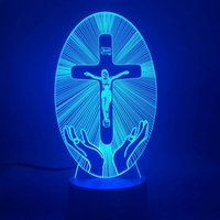 Jesus Christus Kreuz 3D Nachtlicht – 7 wechselnde Farben – Berührungslichter mit Acrylsockel, ABS-Sockel und USB-Kabel von LYCXAMES