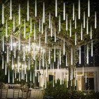 Meteor-Lichter, LED-Wasserfall-Lichter, fallender Regen, 192 LEDs, 30 cm, 8 Röhren, für den Außenbereich, Weihnachten, Eiszapfen-Lichter, von LYCXAMES