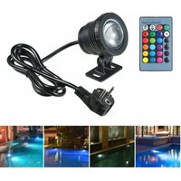 Lycxames - Schwimmbadleuchte, 10 w, mit Fernbedienung, 4 RGBW-Modi, IP65, 85–265 v, LED-Spot, Aquarium, Unterwasserlampe, Tauchbeleuchtung, von LYCXAMES