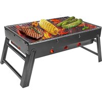 Lycxames - Tragbarer Grill, Mini-Holzkohlegrill, faltbarer BBQ-Grill, zerlegbarer Tischgrill, 60 x 22 x 33 cm, für Garten, Balkon, Reisen, Camping von LYCXAMES