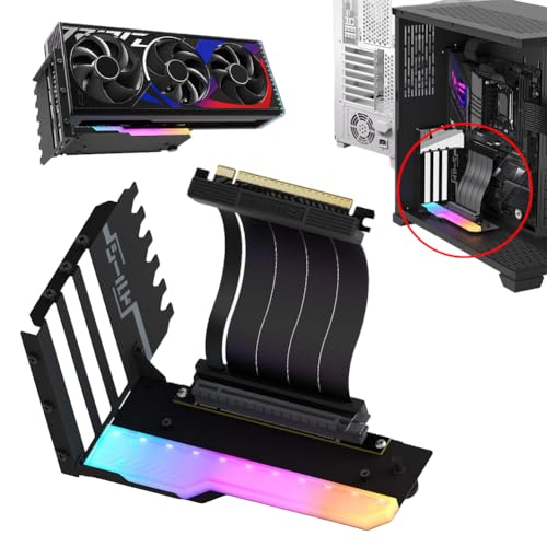 LYEAA Vertikales GPU-Halterungs-Kit mit 15 cm PCI-E 4.0 X16 Riser-Kabel, 90 Grad rechtwinklige Grafikkartenhalterung, Grafikkartenhalterung von LYEAA