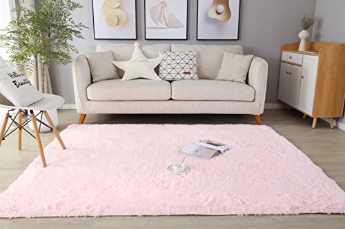 LYKEJI Teppiche für Kinderzimmer, Dekoration, flauschige Teppiche, Shaggy-Teppiche, lange, weiche Teppiche für Wohnzimmer, rutschfeste Teppiche für Wohnzimmer, Schlafzimmer, Fußmatten (80x160cm, rosa) von LYKEJI