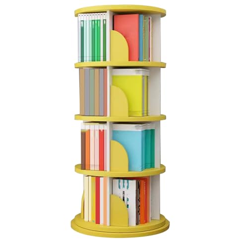 LYXXJRYBHD Rotierendes Bücherregal, Bücherregale Mit 5 Regalen, Book Shelves Für Kinder Und Erwachsene, Für Klassenzimmer, Bibliothek, Arbeitszimmer, Schlafzimmer(Yellow,4-Layer) von LYXXJRYBHD