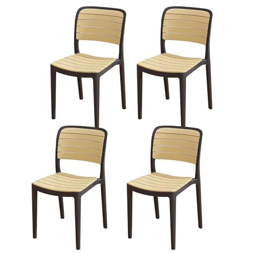LYXXJRYBHD Stapelbare Stuhl, Esszimmerstühle, Stühle 4er Set, Armloser Stuhl, Moderner Stuhl, für Hinterhof, Garten, Küche, Bar (Color : Black, Size : Without armrests) von LYXXJRYBHD