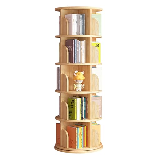 Drehbares Bücherregal, 360°bücherregal drehbar Holz, bücherregal schmal, holzregal stehend, Kinderregal Lagerregal, Multifunktionales Aufbewahrung Display-Rack Geeignet für Wohnzimmer, Schlafzimmer, B von LYXYJRYBHD