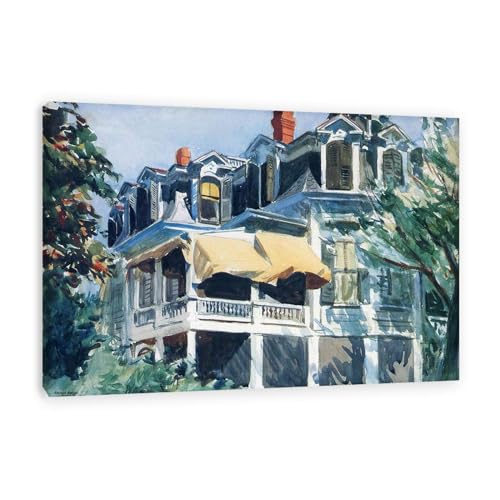 LZ6J8C9 Edward Hopper Bilder-impressionismus bilder leinwand-Kunstdruck Poster Edward Hopper-Das Mansardendach-Druck auf Leinwand-Wandbilder Wohnzimmer Deko 50X75cm(20x30) Innenrahmen von LZ6J8C9