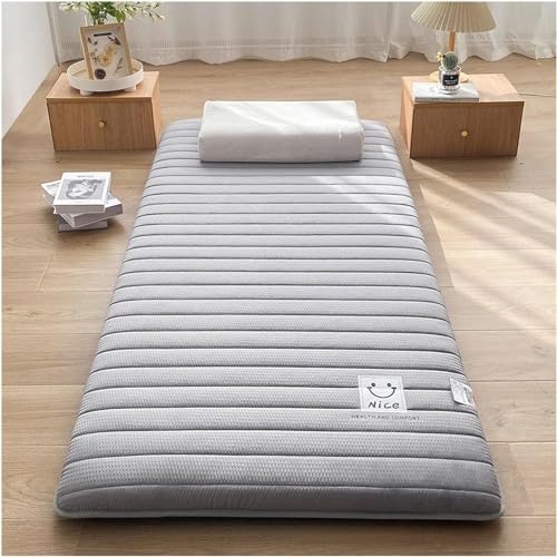 LZFCDMD Japanische Boden-Futon-Matratze, Faltbare Schlafmatte, atmungsaktives Bodenbett, tragbare Tatami-Camping-Matratze, Schlafsaal-Matratze (Color:Gray,Size:90X190cm) von LZFCDMD
