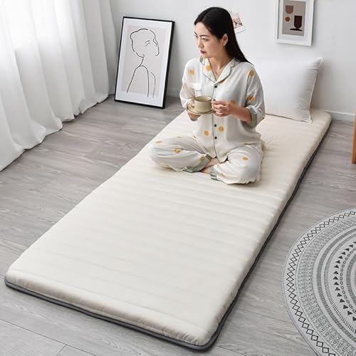 LZFCDMD Japanische Bodenmatratze, Rollmatratze, Tatami-Matte, Isomatte, Faltbar, Nickerchenmatratze, Tragbare Matratze, Für Campingcouch Zu Hause Und Studentenwohnheime (Color:White,Size:60x120cm) von LZFCDMD