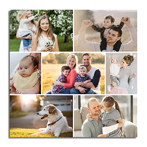 LZIMU 7 Bild Collage Foto Leinwand Bild Personalisierte Multi Foto Kunstdrucke Foto Geschenk Wandbilder Selbst Gestalten Geschenk Wandbilder Für Freunde Und Familie(10, Kein Rahmen) von LZIMU