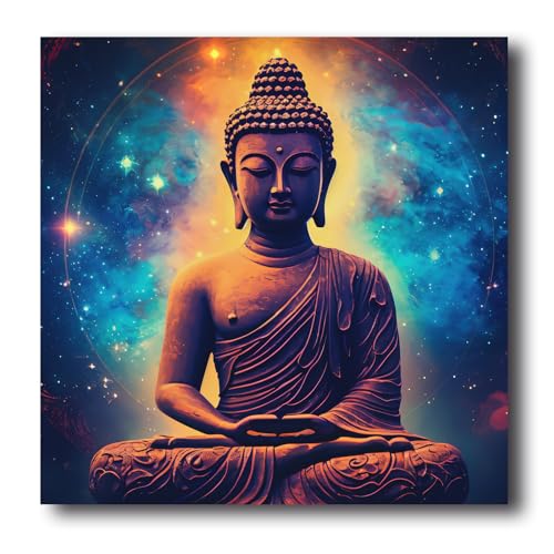 LZIMU Buddha Leinwand Bilder Buddha Statue Gemälde Drucke Zen Bilder buddhistisches spirituelles Kunstwerk für Büro Yoga Spa Meditationsraum Gerahmt (Bild-2, (30.00 x 30.00 cms)) von LZIMU