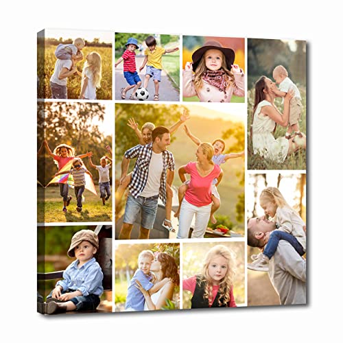 LZIMU Collage Foto Custom Leinwanddruck mit Ihren Fotos Personalisierte Leinwand Poster Personalisierte Collage Bild Leinwand für Heimdekoration(Collagenbild-19(30.00 x 30.00 cms)) von LZIMU