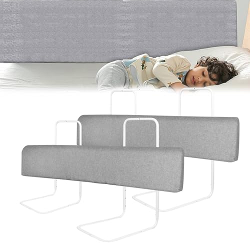 LZQ 2X Bettgitter Rausfallschutz Bettschutzgitter Kinderbettgitter Bettkantenschutz Schutzgitter Bett Bed Rail, Form Einstellbar Höhenverstellbar für Kinder und Baby - Grau, 100cm von LZQ