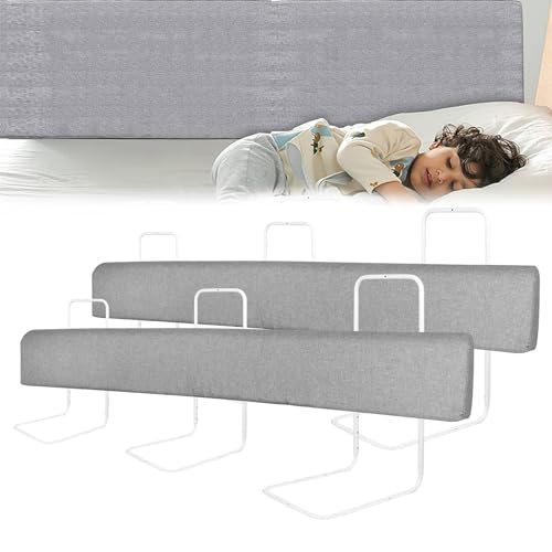 LZQ 2X Bettgitter Rausfallschutz Bettschutzgitter Kinderbettgitter Bettkantenschutz Schutzgitter Bett Bed Rail, Form Einstellbar Höhenverstellbar für Kinder und Baby - Grau, 200cm von LZQ