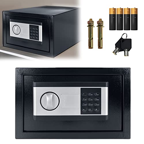 LZQ Elektronischer Safe Tresor Möbeltresor mit zahlenschloss und 2 Notschlüssel |Wandmontage möglich | Schlüsseltresor | 22L 35×25×25 Schwarz von LZQ