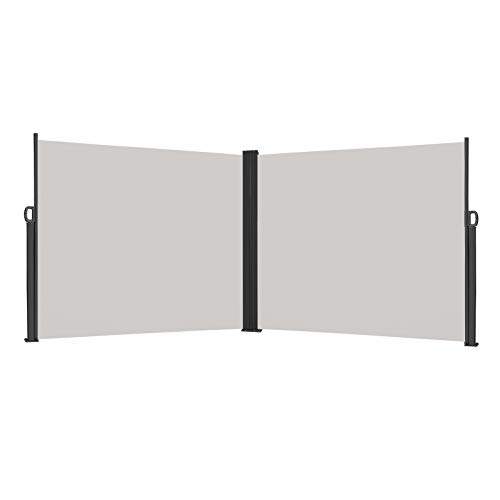 LZQ Seitenmarkise Sichtschutz Sonnenschutz Windschutz, Markisenstoff aus Polyester für Terrasse Camping seitlicher Windschutz (180x600cm, Grau) von LZQ