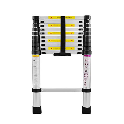 LZQ Teleskopleiter 3,2m Alu Ausziehleiter Mehrzweckleiter, 11 Sprossen - 81cm bis 3,20m Anlegeleiter, 150 kg Belastbarkeit von LZQ