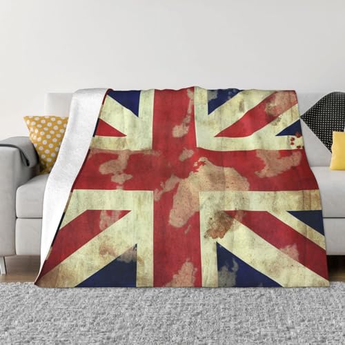 Vintage Union Jack Britische Flagge, ultraweiche Micro-Fleece-Decke, warme Überwurfdecke für Couch, leichte Decke, Luxus-Bettdecken für Sofa, Stuhl, Schlafzimmer, Wohnzimmer von LZQPOEAS