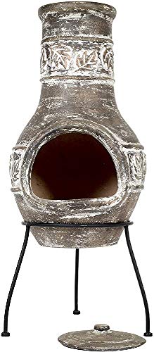 La Hacienda 67043 Maple Leaf Clay Chimenea, Medium-Bronze Effect, 85.0 cm*36.0 cm*36.0 cm von La Hacienda