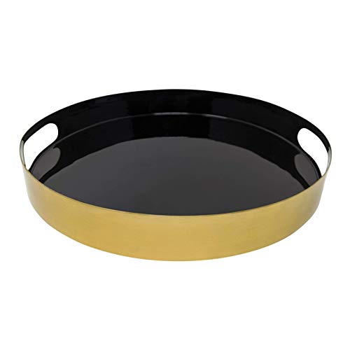 LaLe Living Tablett - Glam - aus Eisen in Gold, Ø 31 cm als Tischdekoration oder Elegantes Serviertablett (Schwarz/Gold) von LaLe Living