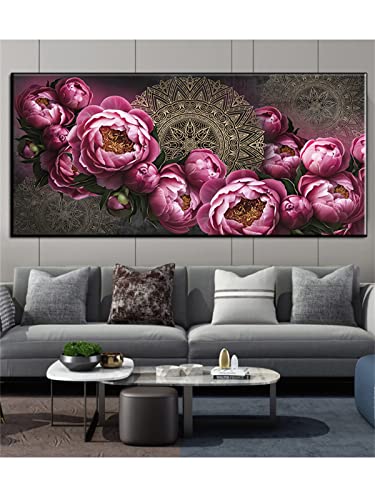 Diamond Painting Set,5D Diamant Painting Bilder,DIY Malen Nach Zahlen Erwachsene Kinder Stickerei,Daiments Painting Eckige Steine,Groß xxl Leinwand Art dots Kits,Deko Wohnzimmer,lila Blume 130x55cm von Laahoo