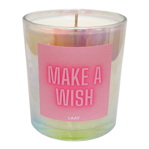 LAAY Make a Wish Duftkerze im Glas mit Spruch, Geschenke für Frauen, Beste Freundin, Schwester, Geburtstag - handgemachtes Geburtstagsgeschenk für Frauen (Orange) von Laay