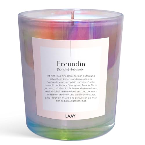 Laay Freundin Duftkerze im Glas - Geschenk für deine beste Freundin - nachhaltige Geschenkidee für die besondere Person in deinem Leben (Ohne Duft) von Laay