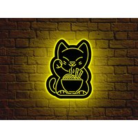 Maneki Neko Led, Ramen Neon Schild, Light, Maneki Lucky Cat Sign, Anime Led Sign von Labrisad