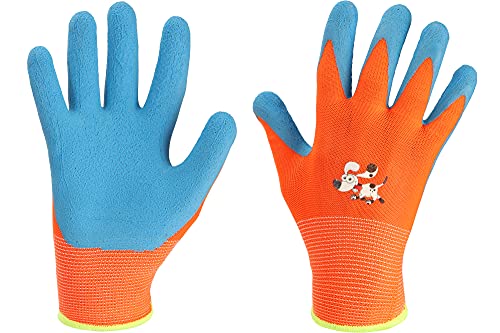 Ladeheid Kinder Jungen Mädchen Schutzhandschuhe Gartenhandschuhe Arbeitshandschuhe BD001 (Orange, 2) von Ladeheid