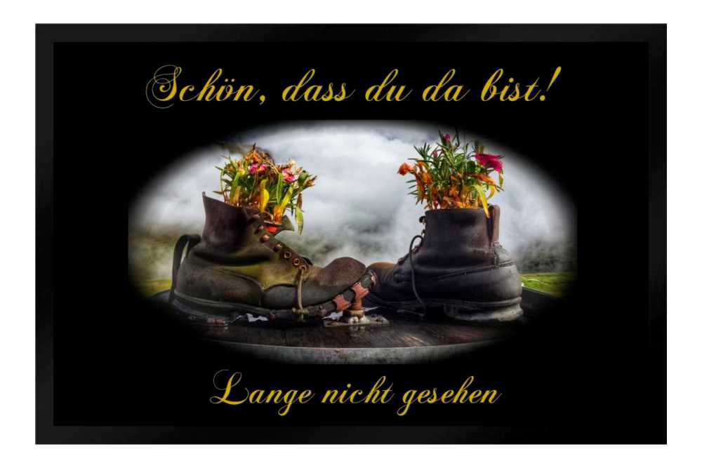 Fußmatte Schmutzfangmatte Schuhe Blumen Schön dass du da bist F499, Ladreas, 60x40 von Ladreas