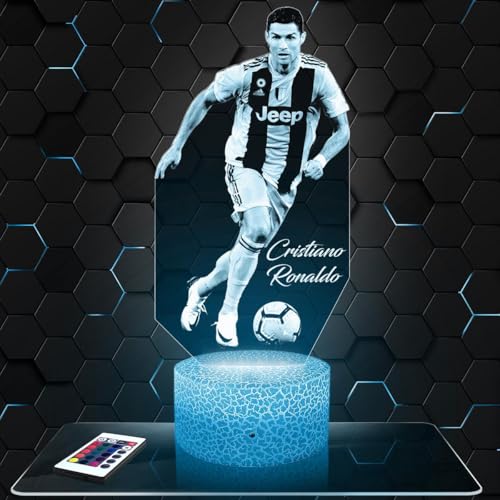 Nachttischlampe - Touch-Nachtlicht Cristiano.R Fußballspieler 3D-LED-Lampe Illusion, Geschenkidee Weihnachten Geburtstag Junge und Mädchen Nachttischlampe Kinder- oder Erwachsenenzimmer TOP von Lampephoto.fr