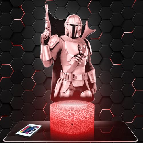 Nachttischlampe - Touch-Nachtlicht Videospiel Mandalorian 3D-LED-Lampe Illusion, Geschenkidee Weihnachten Geburtstag Junge und Mädchen Nachttischlampe Kinder- oder Erwachsenenzimmer TOP von Lampephoto.fr