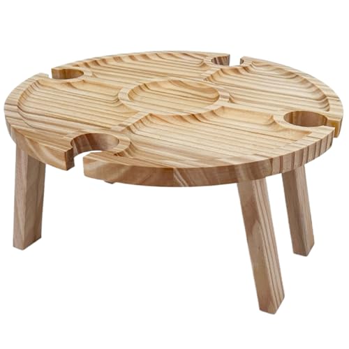 12 Zoll Kleiner Picknicktisch, hölzerne Weintisch mit Glashalter, tragbarer Klappsnack zum Camping 12 Zoll Kleiner Picknicktisch, hölzerne Weintisch mit Glashalter, tragbarer Klappsnack zum Camping von Lamppdcor