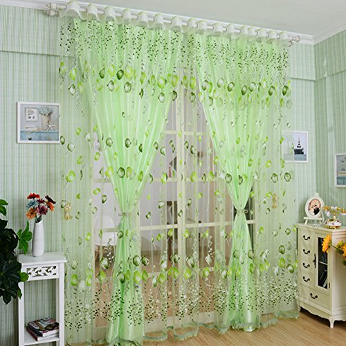 LanLan Vorhang aus Voile Fenster Tulpen Romantische Kreative Tür Drapé Tüll Transparent – 3 Farben zur Auswahl grün von Lan