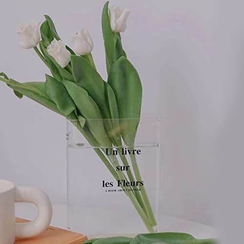 Book Vase, Tulpenvase, Klare Buchvase, Acryl Buch Vasen, Klare Buchblumenvase, Dekorative Acryl-Büchervase, Transparente Buchvase für Blumen Schlafzimmer Tischdeko Wohnzimmer Büro von Lanceasy