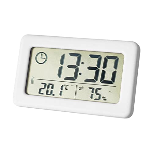 Lancoon Elektronisches Thermo-Hygrometer, Kleine Uhr mit Temperatur Luftfeuchtigkeit ℃/℉ Schalter LCD 12/24 Stunden Hängend und Stehend für Zuhause Schlafzimmer von Lancoon