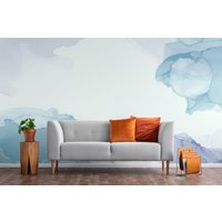 Aquarell Abnehmbares Vinyl Wandbild/Peel & Stick Creme Tapete Blaues Druck von LandscapeWalls