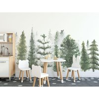 Aquarell Wald Abnehmbare Vinyl Wandbild/Peel & Stick Tapete Baum Druck von LandscapeWalls